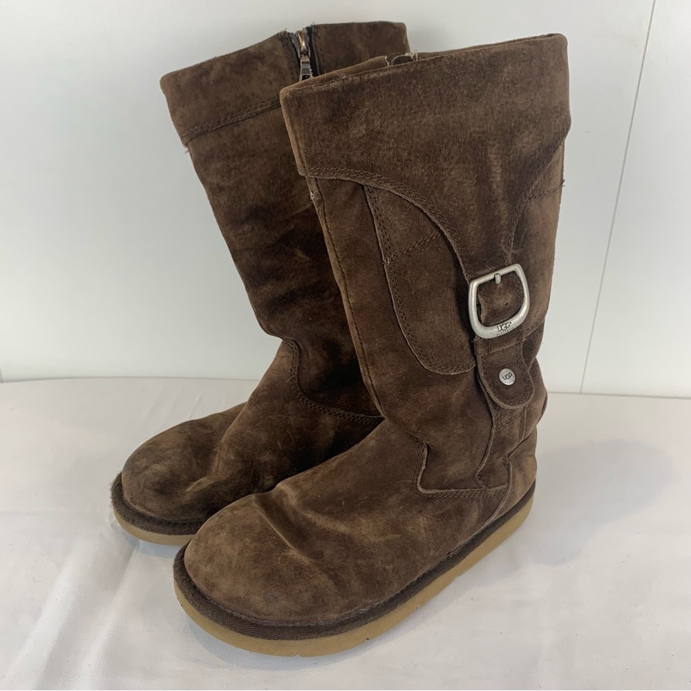 UGG Australia Cargo Boots 5132 Dark Brown Suede Women's 6 Shearling Sheepskin
